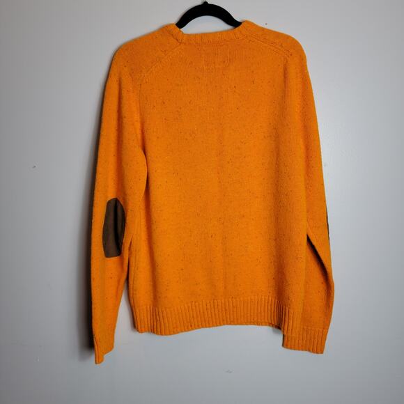 American Eagle Sweater Orange Cotton Elbow Patch Academia Athletic Large #181 - Picture 3 of 10